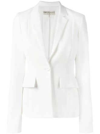 Pucci one button blazer - women - Nylon/Cotton/Spandex/Elastane/Spandex/Elastane/Silk/Linen/Flax - 38 - White