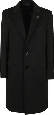 Lardini Enkelrij jas met iconische speld - Heren - Mantel - Zwart - L - Jassen