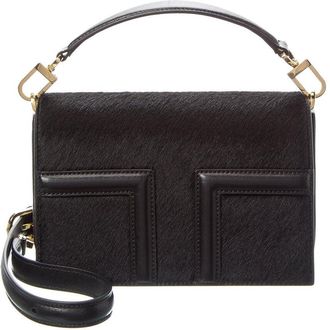 Toteme T Flap Mini Haircalf & Leather Shoulder Bag