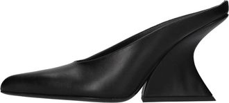 MUGLER Leren Mules - Dames - Muiltjes - Zwart - 41 1/2 EU - Leer - Schoenen