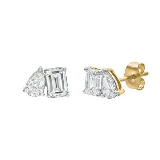 LuvMyJewelry Valessa 14K Gold Lab Grown Diamond Toi Et Moi Earrings - 1.5 Ct in 14K Yellow Gold at Nordstrom