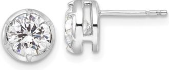 Diamond2Deal 14k White Gold 1 1/2 ct Lab Grown Diamond Solitaire Stud Earrings VS Clarity, D-E Color