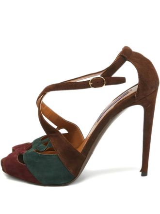 Polo Ralph Lauren 115 mm su&egrave;de sandalen met gekruiste bandjes - Bruin