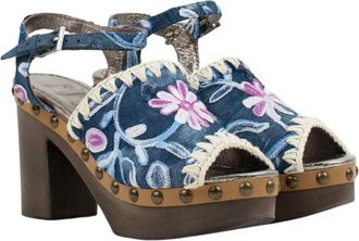 Mou Sandalen - Dames - Sandalen met hakken - Blauw - 38 EU - Leer - Schoenen