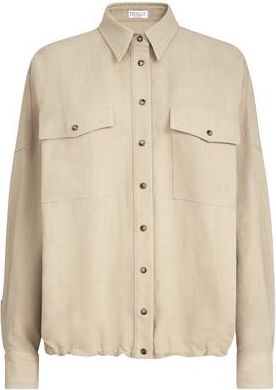 Brunello Cucinelli Fluid twill shirt in Sand at Nordstrom, Size 3X-Large Eu