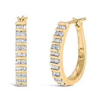 House of Brilliance 10K Gold 1.0 Cttw Alternating Diamond U Hoop Earrings in Yellow at Nordstrom