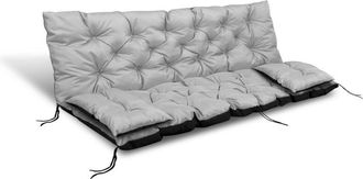 OEM Coj&iacute;n De Jard&iacute;n 150x60x50 Cm + 2 Cojines Para Banco Columpio, Impermeable, Gris Claro