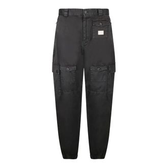 Dolce & Gabbana Slim-fit Trousers, male, Black, Size: S Garment-dyed Cargo Pants