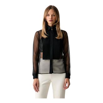 Elisabetta Franchi Overhemden, Dames, Zwart, S, Leer, Transparant Shirt