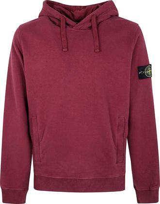 Stone Island Brushed Organic Cotton Fleece Garment Dyed Hoodie Sweater