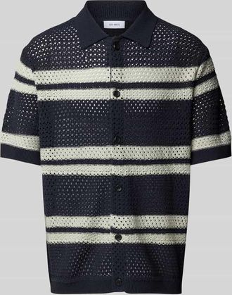 Les Deux Regular Fit Freizeithemd mit Lochmuster Modell Gianni in Dunkelblau, Gr&ouml;&szlig;e XXL