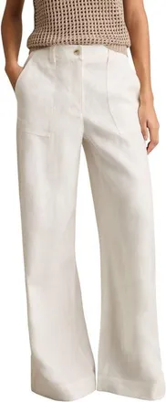 Reiss Ashby Wide Leg Linen Pants in White at Nordstrom, Size 12