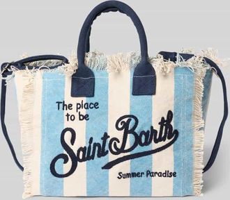 MC2 Saint Barth Handtasche mit Label-Print und Fransen Modell COLETTE in Blau, Gr&ouml;&szlig;e 1