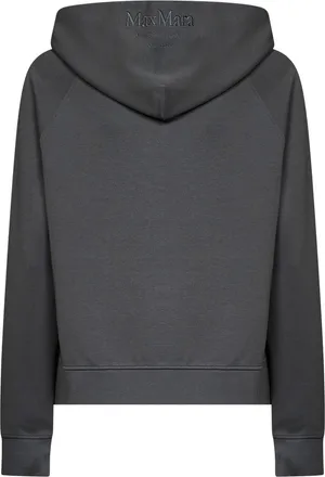 Max Mara Womens Zip-Up Hoodie Smmmarea Grey Cotton Sweatshirts Sweater