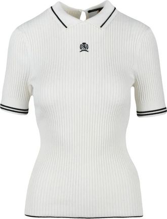 Tommy Hilfiger Beige Ribbed Knit Cotton Viscose Polyamide Silk Top