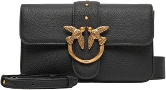 Pinko Womens Shoulder Bag Leather 104340A2OX, Black, One Size