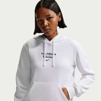 Nike Womens Volleyball Pullover Hoodie in White | APS549NAVB-WHT