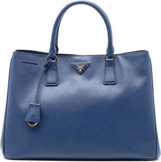 Prada Pre-owned Womens Large Saffiano Lux Galleria Tote - Medium Blue Leather - One Size