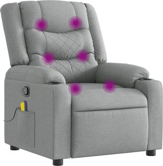 vidaXL Sill&oacute;n Reclinable De Masaje De Tela Gris Claro Vidaxl