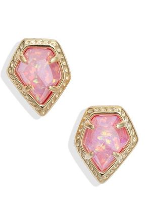 Kendra Scott Tessa Framed Stud Earrings in Gold/Rose Pink Kyocera Opal at Nordstrom