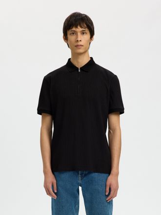 Selected Poloshirt SELECTED SLHFAVE STRUCTURE SS POLO NOOS, Herren, Gr. XXL, schwarz, Jersey, Obermaterial: 45% Polyester, 41% Baumwolle, 14% Elasthan, unifarb