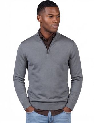 Thomas Maine trui half zip effen antraciet normale fit