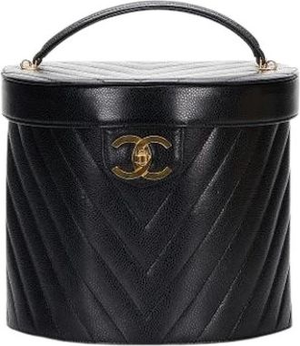 Chanel Pre-owned Vanity Case - Dames - Vintage Handtas - Zwart - ONE Size - Leer - Vintage