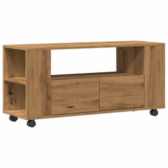Berkfield Home TV Cabinet with Wheels Artisan Oak 102x34.5x43 cm Engineered Wood in Brown
