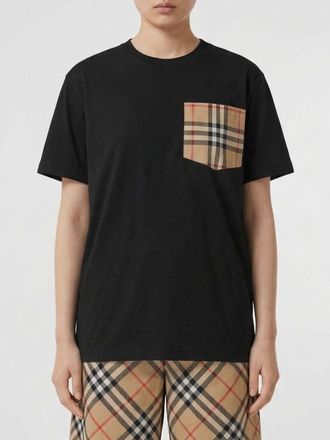 Burberry T-shirts in cotone con toppa check Burberry