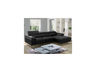 Vente-Unique Sof&aacute; rinconera de piel SOLANGE - Negro - &Aacute;ngulo derecho