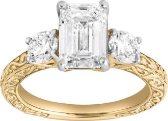 LuvMyJewelry Novelle 14K Gold 2.65 Ct Emerald Cut Lab Grown Diamond Engagement Ring