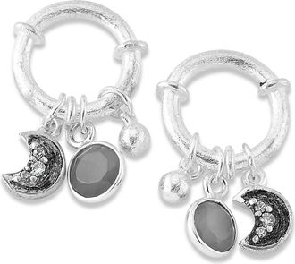 Samuel B. Sterling Silver Moon Charm Earrings in Silver/Grey at Nordstrom Rack