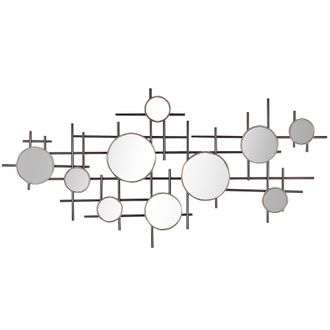 Beliani Beliani - Espejo De Pared Negro Decoraci&oacute;n Metal Dorado 10 Piezas 113 X 55 Cm Pieza De Acento Moderno Contempor&aacute;neo Dise&ntilde;o Glamour Ibos