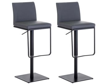 Clp Clp - Lote De 2 Taburetes De Bar Panam&aacute; Tapizados En Polipiel Gris Negro