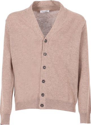 Kangra Cashmere Button-Down Wool Cardigan with V-Neckline and Ribbed Details
