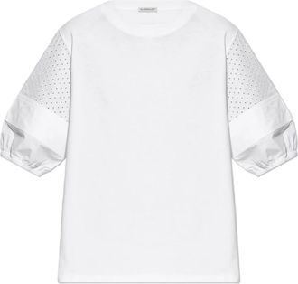 Moncler Top met pofmouwen - Dames - T-shirts - Wit - S - Katoen - Tops