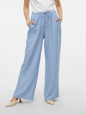 Vero Moda Schlupfhose VERO MODA VMMELANEY HW LOOSE PANT WVN GA NOOS, Damen, Gr. XL (42), N-Gr, blau (chambray blau detail:melange), Web, Obermaterial: 100% Poly