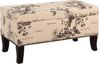 Linon Stephanie Ottoman Botanical Linen
