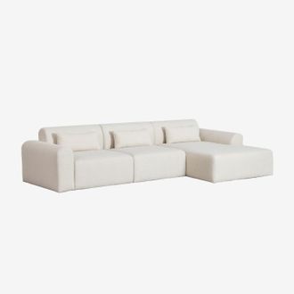 Sklum Sklum - Sof&aacute; Modular Chaise Longue Derecho De 3 Piezas En Borreguito Borjan