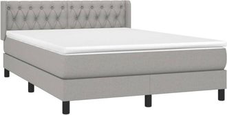 vidaXL Vidaxl - Cama Box Spring Con Colch&oacute;n Tela Gris Claro 140x200 Cm