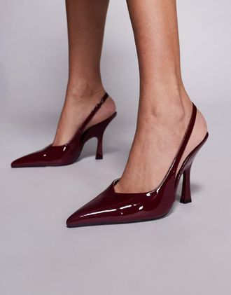 Simmi London Simmi London - Keely - Scarpe verniciate color bordeaux con tacco e cinturino posteriore-Rosso