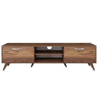 Hanah Home Hanah Home - Mueble Tv, 2 Puertas Abatibles, 2 Nichos Abiertos En El Medio Decorado En Madera De Nogal L180 Cm