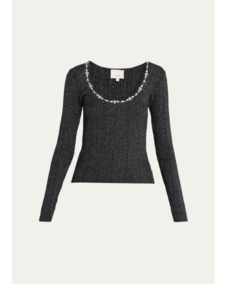 Cinq &agrave; Sept Aminta Embellished Scoop-Neck Top