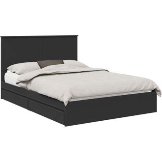 vidaXL Storage Bed with Headboard Black 140 x 190 cm Engineered Wood vidaXL