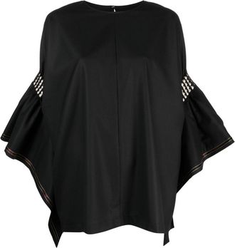 Junya Watanabe faux-pearl-embellished wool blouse - women - Wool - S - Black