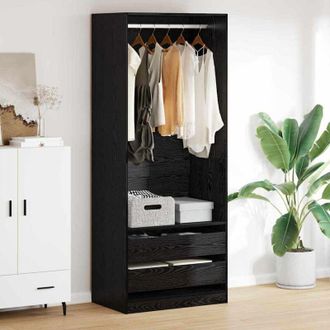 vidaXL vidaXL Guardaroba Rovere Nero 80 x 50 x 200 cm Legno multistrato