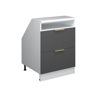 Vicco Armario De Cocina Para Techo Inclinado R-line, Antracita-oro, 60 Cm Con 2 Cajones, Carcasa 60 Cm De Profundidad, Vicco