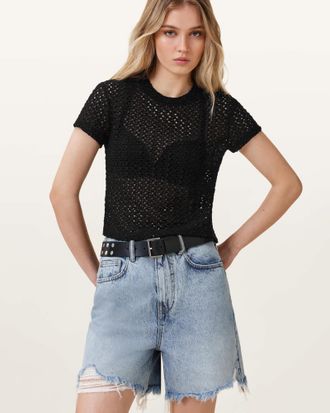 AllSaints Karma Crochet Stevie Slim Fit T-Shirt