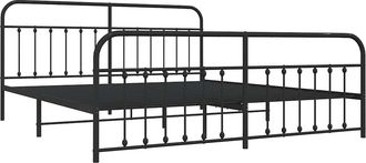 vidaXL Estructura Cama Sin Colch&oacute;n Con Estribo Metal Negro 200x200 Cm Vidaxl