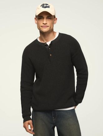 Lucky Brand Mens Washed Ottoman Henley Sweater